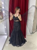 Black fish cut Lehenga