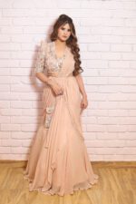 Ivory Peach Drape Lehenga