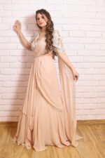 Ivory Peach Drape Lehenga