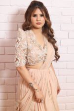Ivory Peach Drape Lehenga
