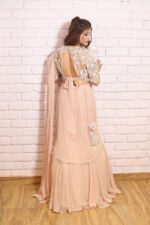 Ivory Peach Drape Lehenga