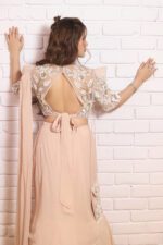 Ivory Peach Drape Lehenga