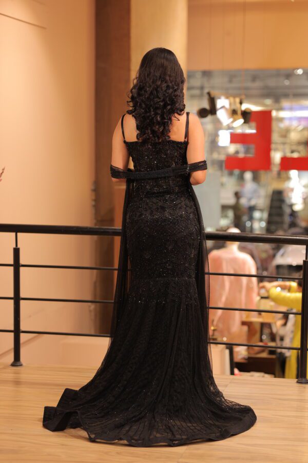 black corset fish cut lehenga
