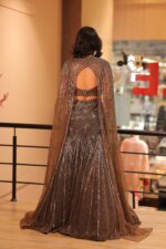 heavy fish cut lehenga with cape