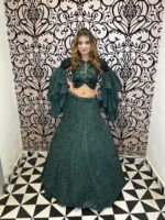 Green crop top Lehenga