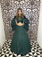 Green crop top Lehenga