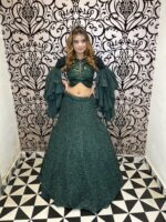 Green crop top Lehenga