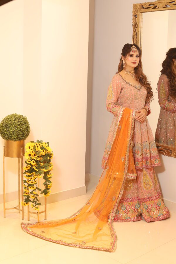 pink heavy sharara suit