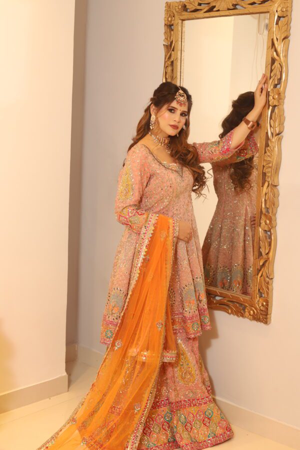 pink heavy sharara suit