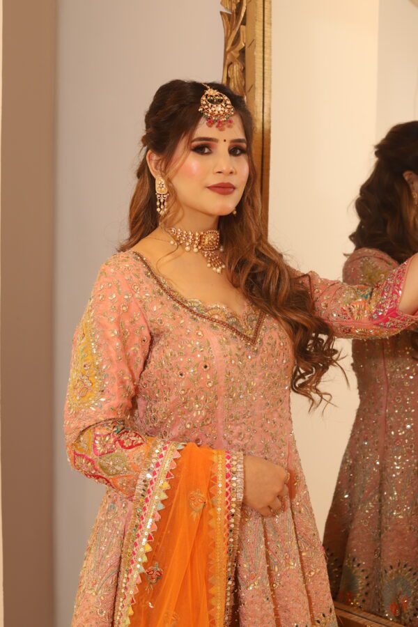 pink heavy sharara suit