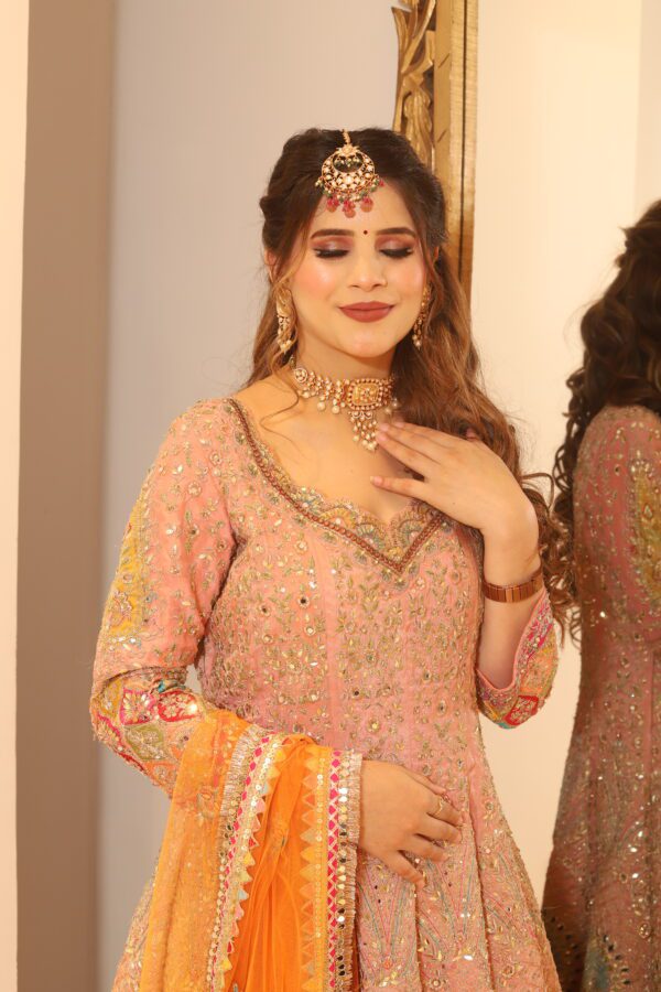 pink heavy sharara suit