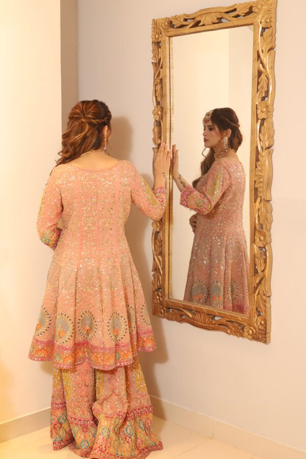 pink heavy sharara suit