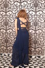 navy blue drape saree