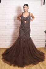 chocolate brown fish cut gown