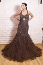 chocolate brown fish cut gown