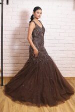 chocolate brown fish cut gown