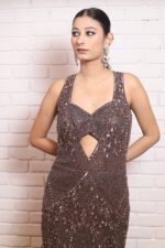 chocolate brown fish cut gown