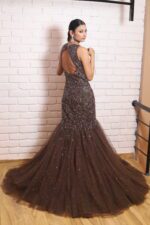 chocolate brown fish cut gown