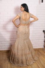 Beige gold fish cut lehenga with dupatta