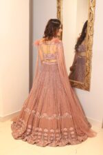 onion pink heavy bell sleeves lehenga
