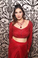 Red lycra fish cut with falling sleeves