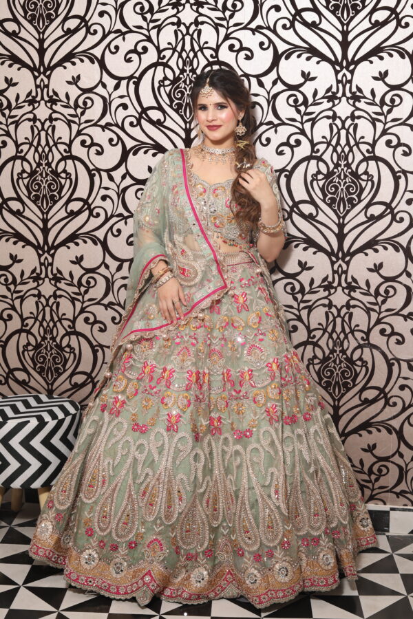 Mint green marwadi lehenga choli