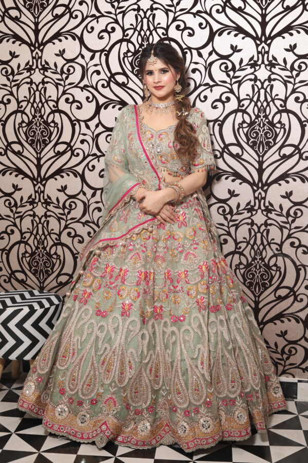 Mint green marwadi lehenga choli