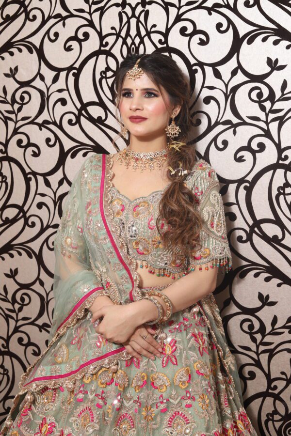 Mint green marwadi lehenga choli