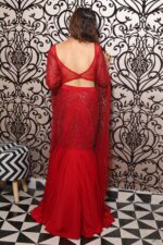 Red lycra fish cut with falling sleeves