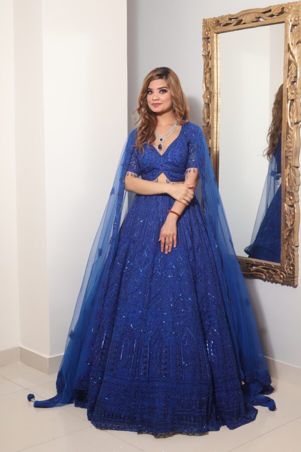 electric blue monotone lehenga choli