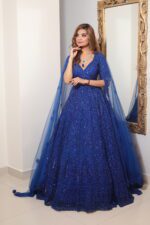 electric blue monotone lehenga choli