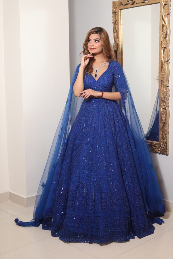 electric blue monotone lehenga choli