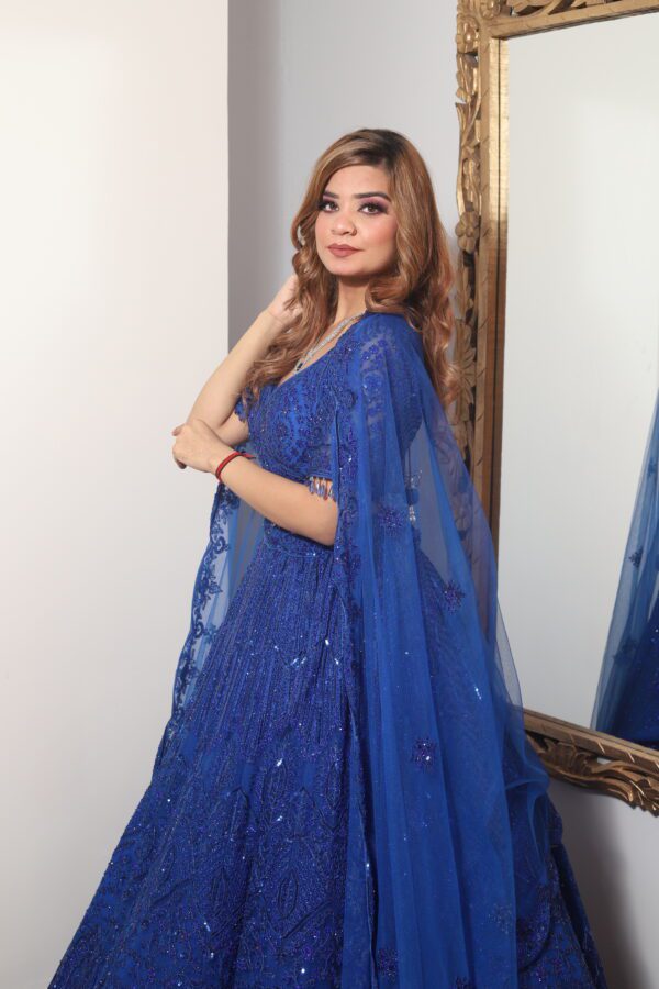 electric blue monotone lehenga choli