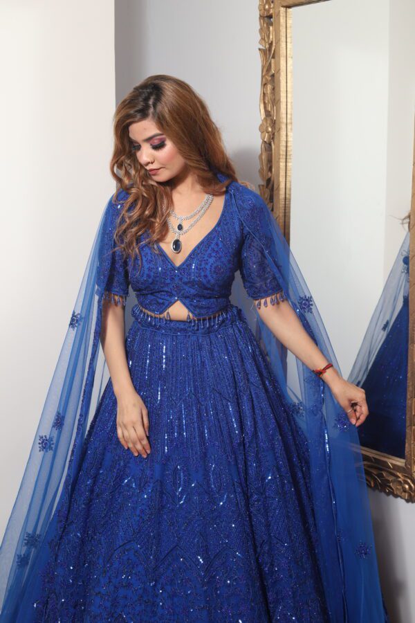 electric blue monotone lehenga choli