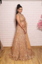Rust orange heavy lehenga with beautiful blouse