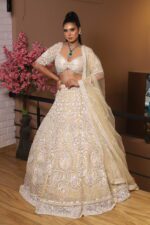 ivory pearl work lehenga choli