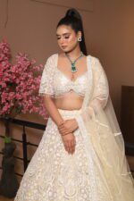 ivory pearl work lehenga choli