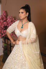 ivory pearl work lehenga choli