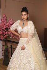 ivory pearl work lehenga choli