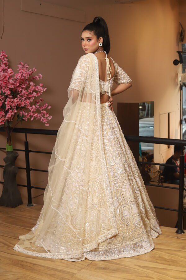 ivory pearl work lehenga choli