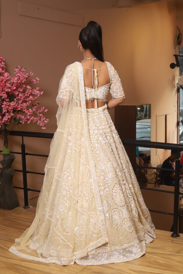 ivory pearl work lehenga choli