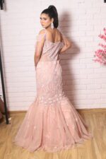fish cut gown with cold shoulder look