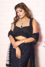 Navy blue heavy fish cut lehenga