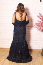 Navy blue heavy fish cut lehenga
