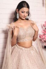 Ball lehenga with bell sleeves