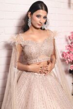 Ball lehenga with bell sleeves