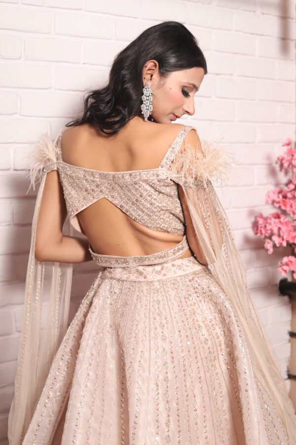 Ball lehenga with bell sleeves