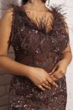 Tissue chocolate brown fish cut gown