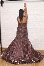 Tissue chocolate brown fish cut gown