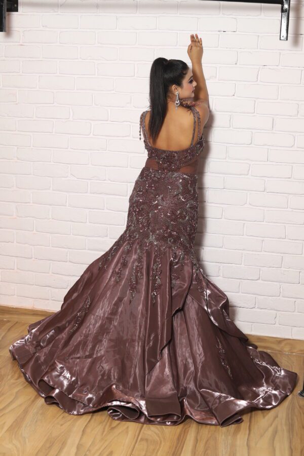Tissue chocolate brown fish cut gown